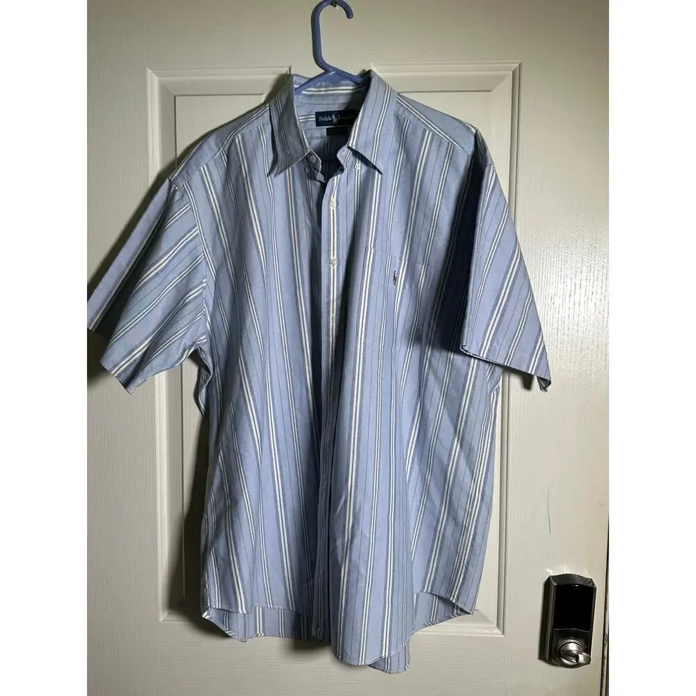 Polo Ralph Lauren Mens Blake Blue Stripe Oxford Button Down 100% cotton Shirt XL
